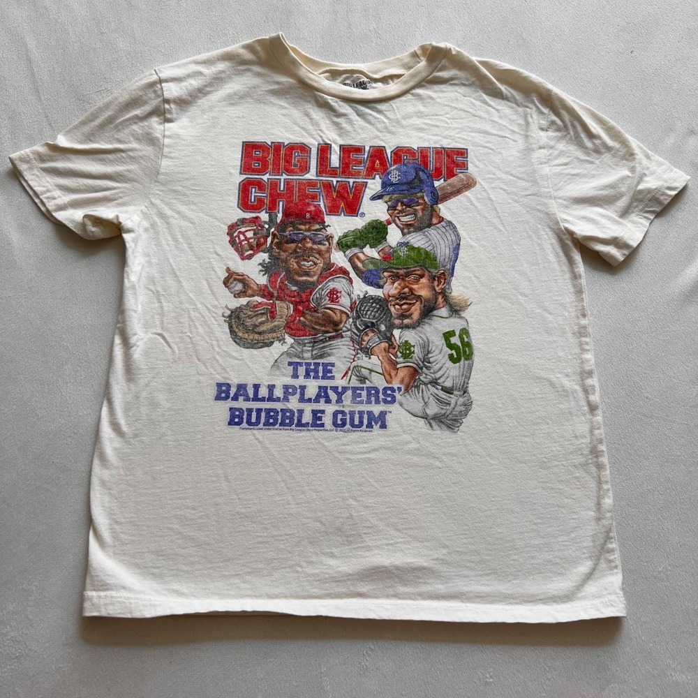 Big League Chew Bubble Gum T Shirt Cartoon baseball Nostalgic MLB